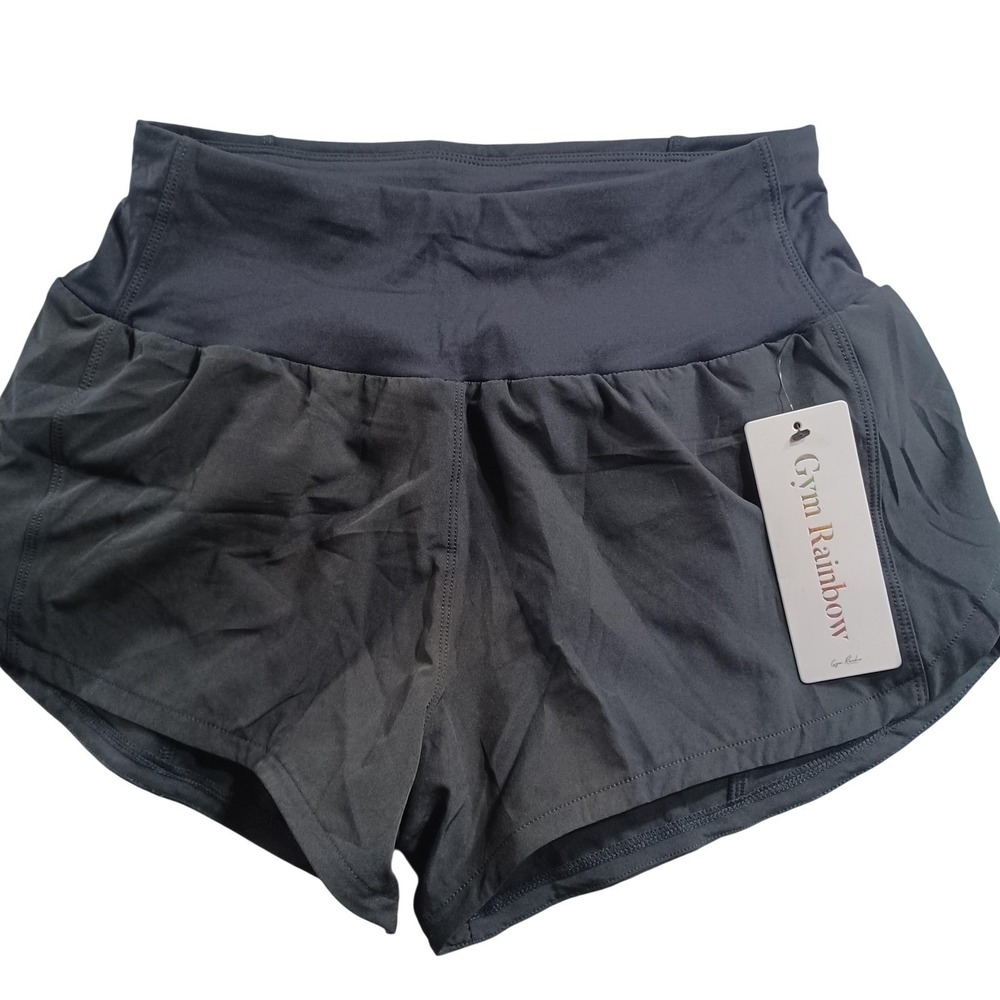 Gym Rainbow Skort Womens Small Black Athletic Running Stretch Zip Pocket Sport